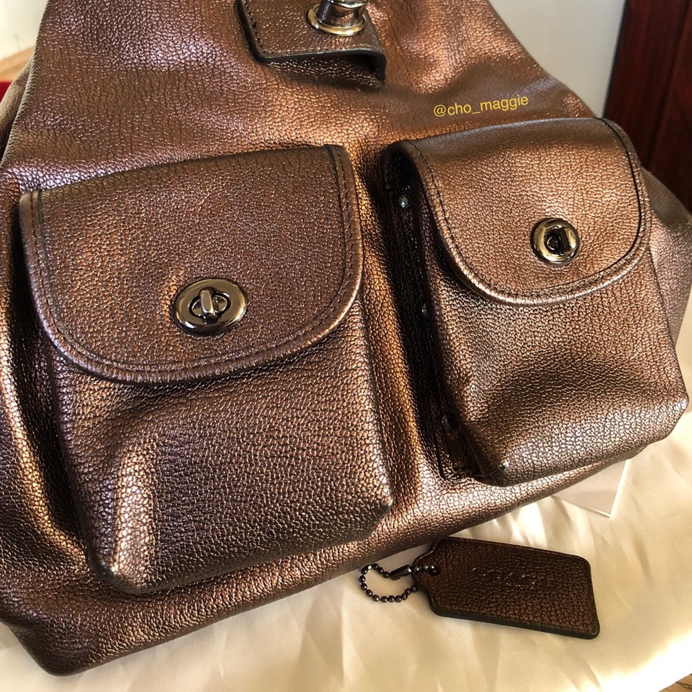 Coach Bronze Turnlock Rucksack - Picture 3 of 8